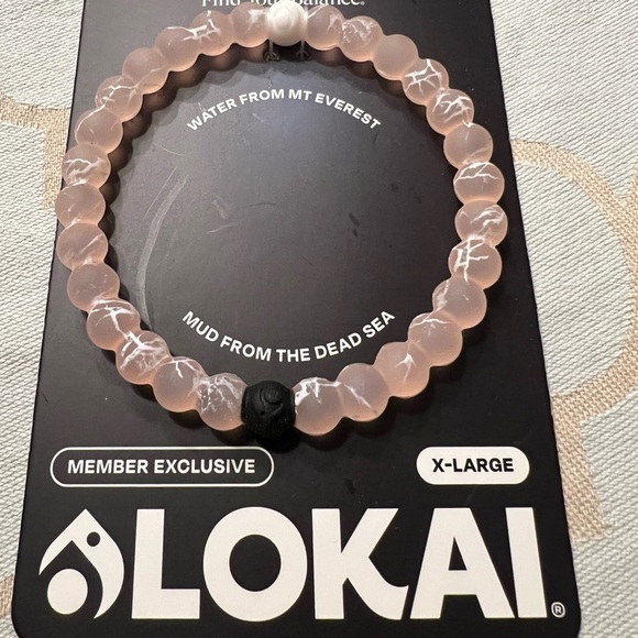 Lokai Blush and White Swirl Rose Marble Silicone Beaded Bracelet - Picture 1 of 4